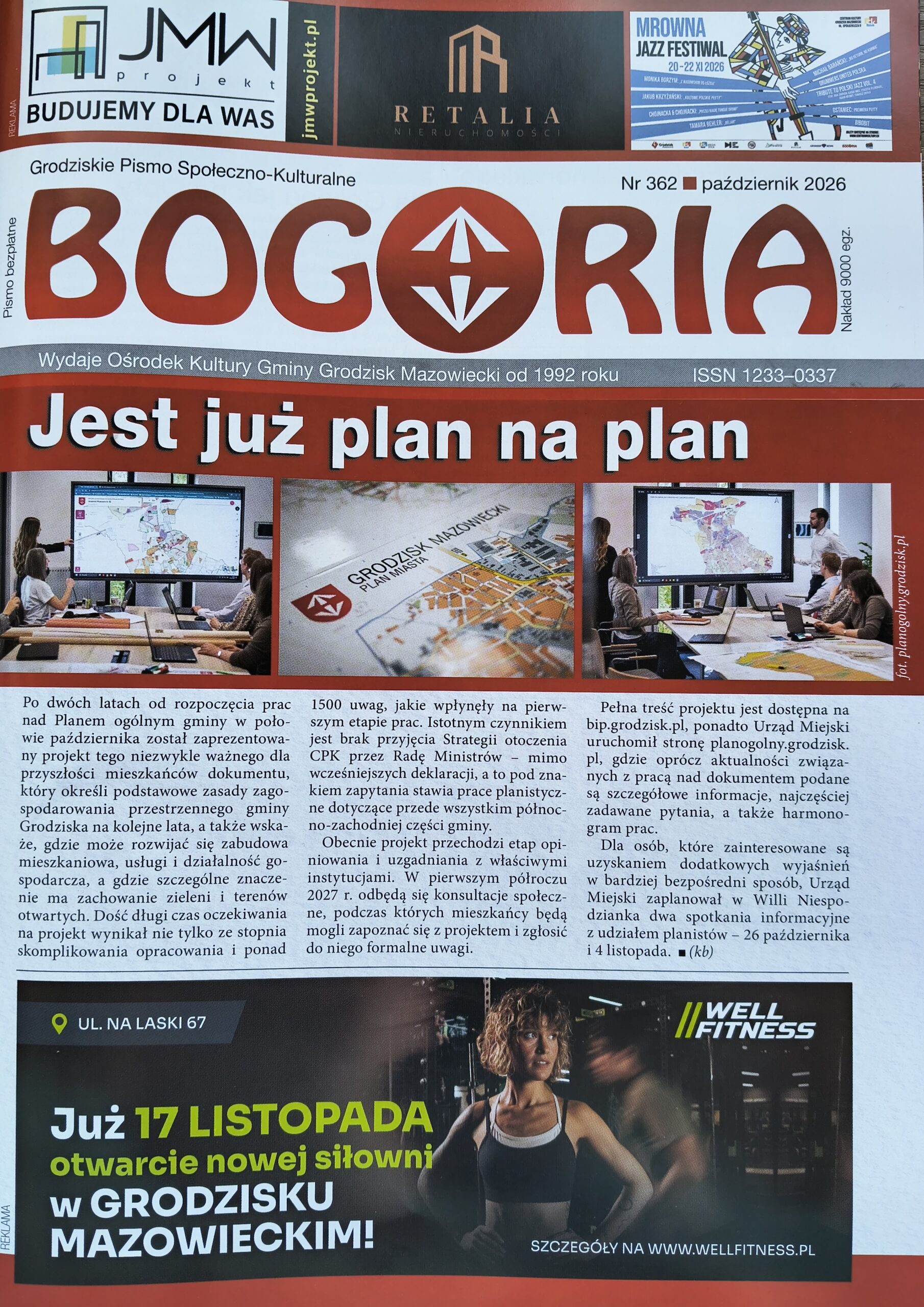 Okładka czasopisma "Bogoria" z tytułem, napisami, zdjęciami, tekstem i reklamami.